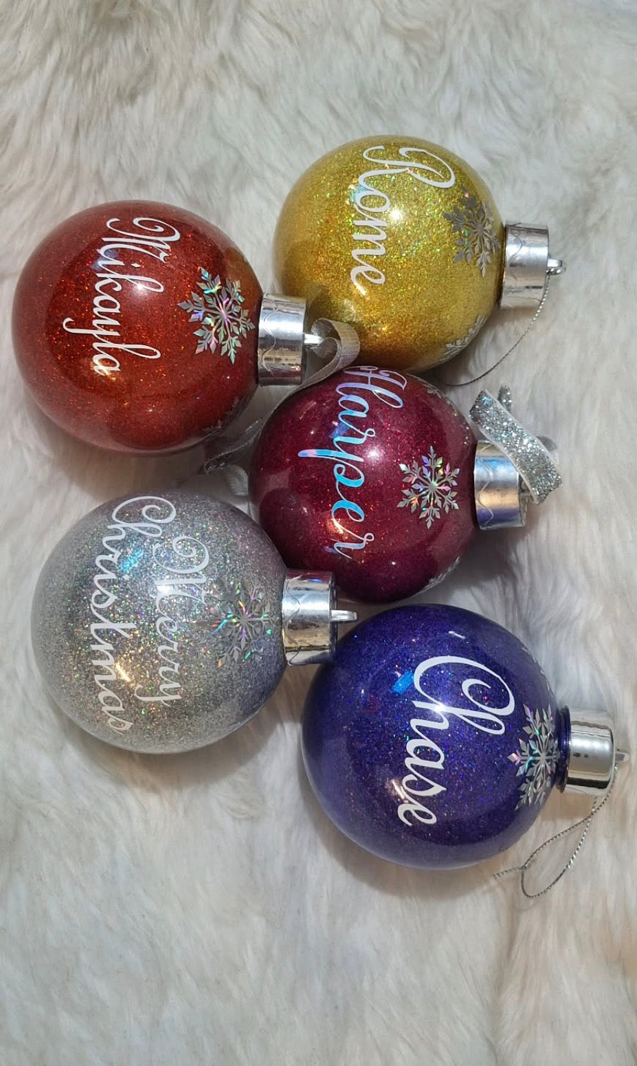 Christmas Glitter Baubles PERSONALISED
