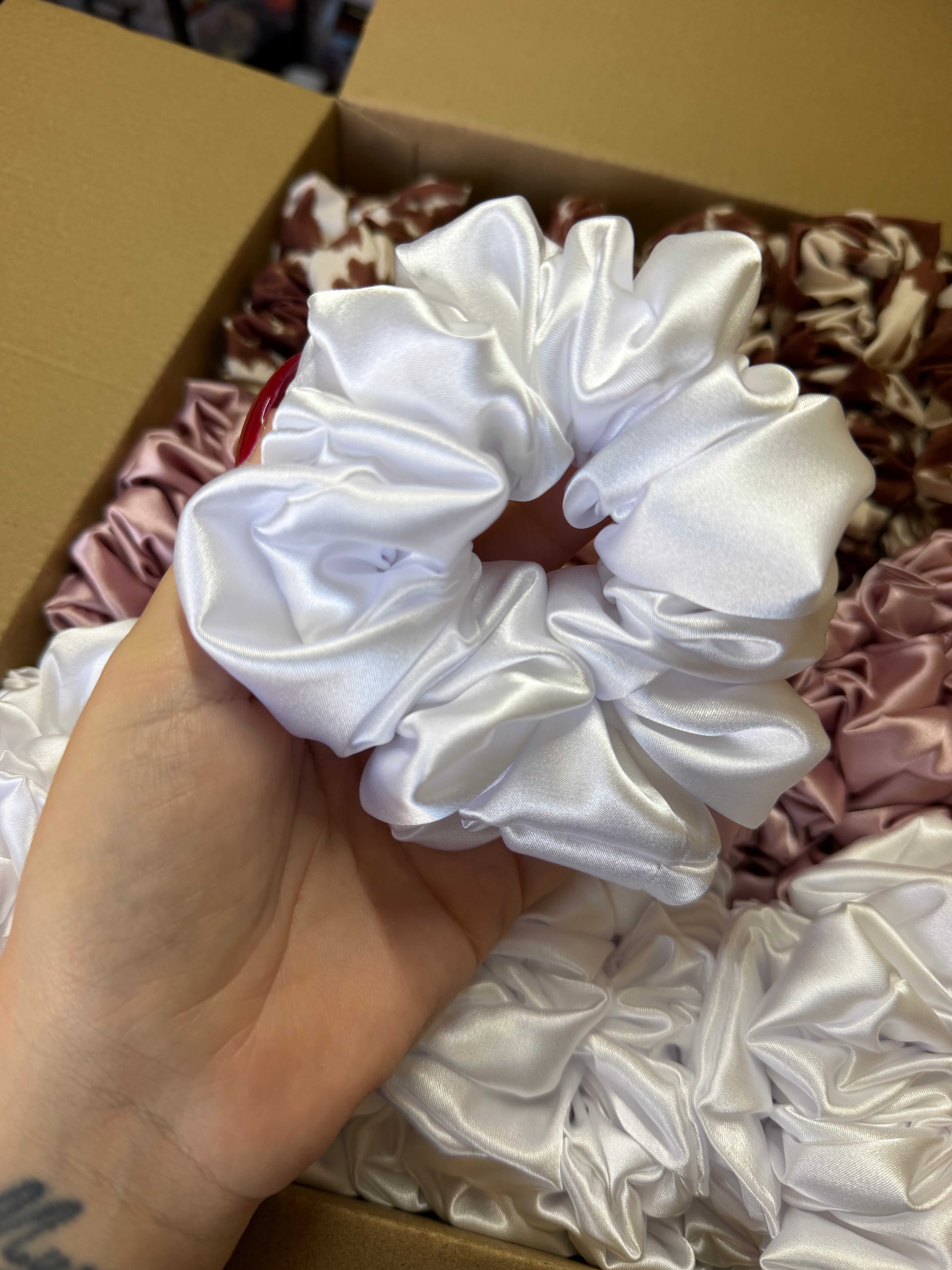 White Satin Scrunchie